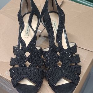 Alex Marie Black Heeled Sandals with Sparkling Accents
